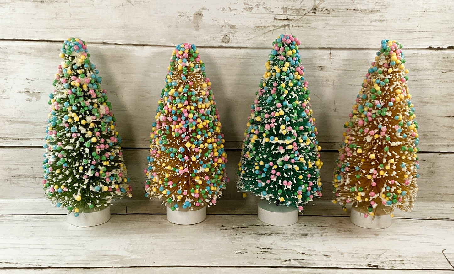 AGD Easter Spring Decor - Claydough Houses Candy Sisal Bottlebrush Trees