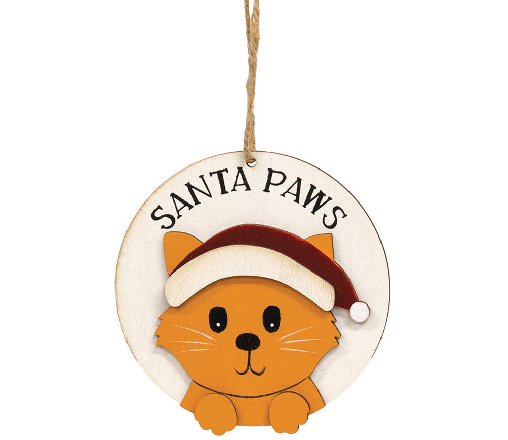 CWI Christmas Decor - Santa Paws Cute Kitty Cat Pet 3-D Ornament