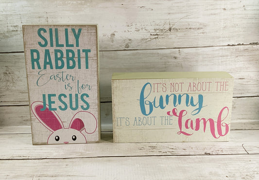 HL Easter Decor - About the Lamb & Silly Rabbit Sign 2pc