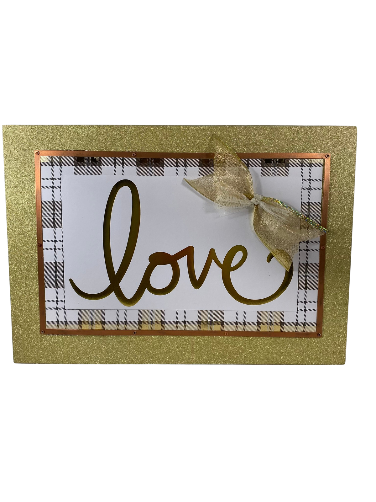 AGD Valentines Decor - Love Wedding Black White Gold Box Sign
