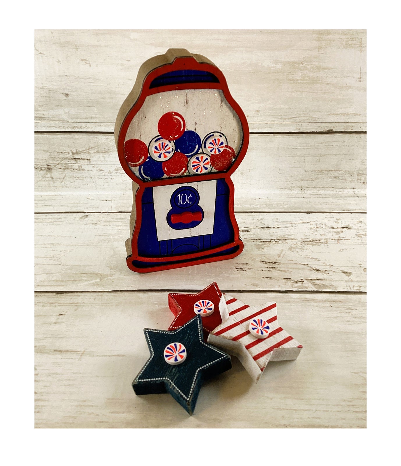 AGD Patriotic Decor - July 4th Theme Gumball Popsicle Star 4pc Set