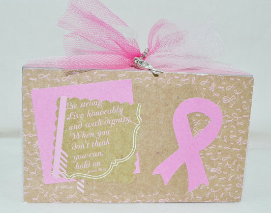 AGD Cancer Support Decor - Pink Dignity Hold On Ribbon Block Sitter