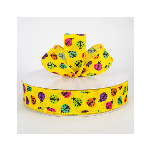 Summer Craft Supply - Ladybugs Lady Bug Canvas Ribbon 1.5-in x 50yd