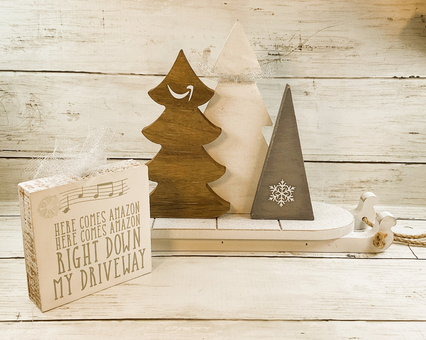 AGD Christmas Decor - Snarky AZ Delivery Driveway Sled Trio Trees 3pc