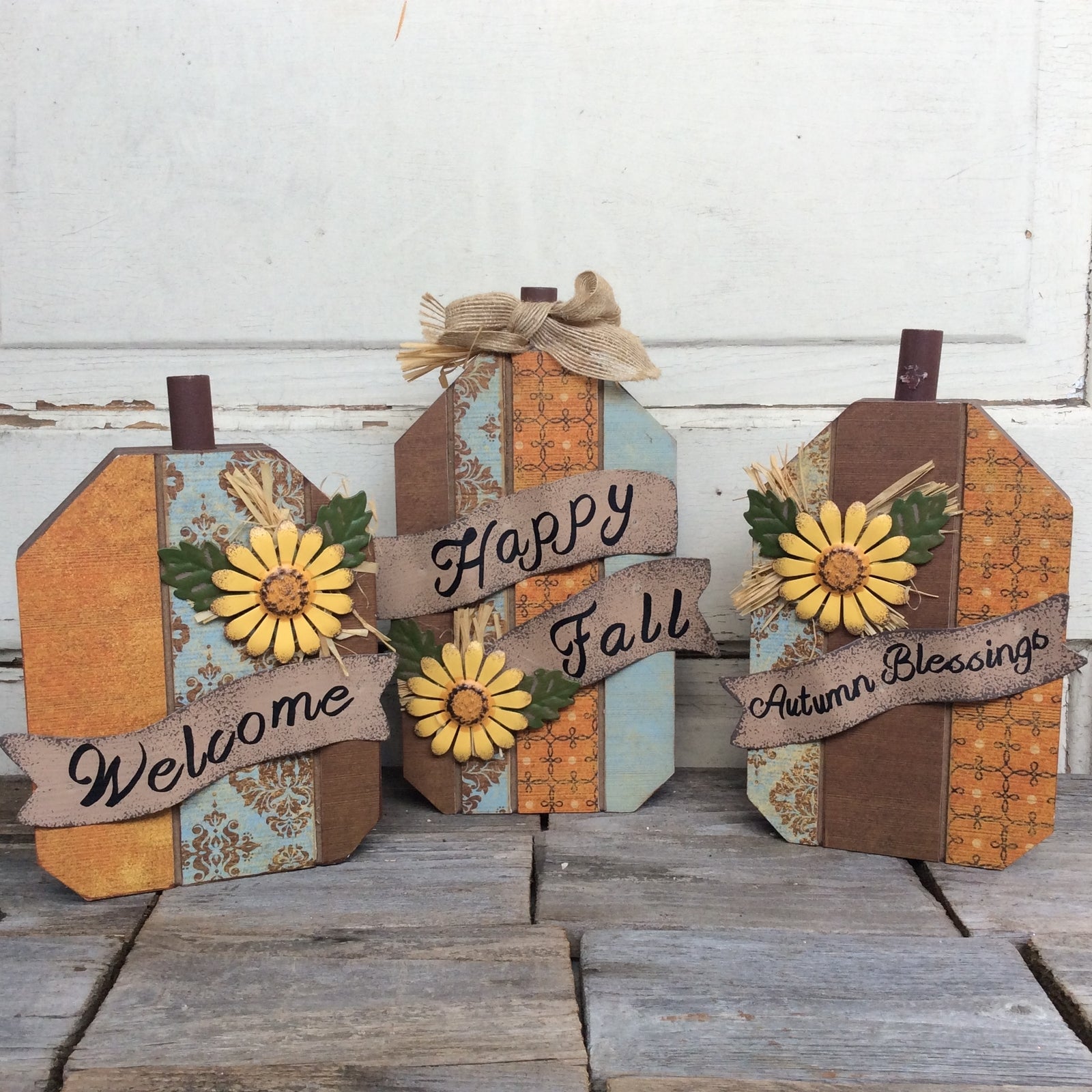 AGD Fall Decor - Welcome Pumpkins and Birds 4pc Bundle Set