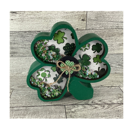 AGD Saint Patrick Decor - Irish Shamrock Chunky Wood Shaker Sitter