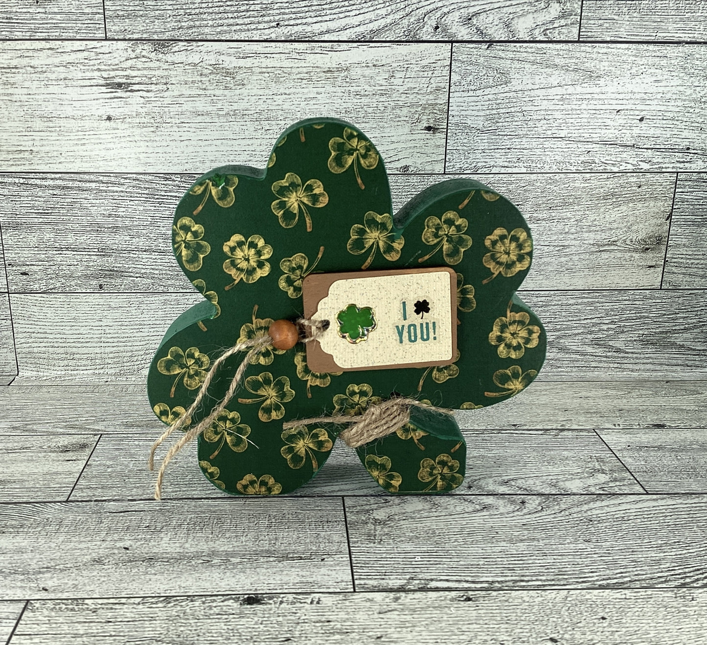 AGD Saint Patrick Decor - Chunky Wood Shamrock Sitter 2pc Set