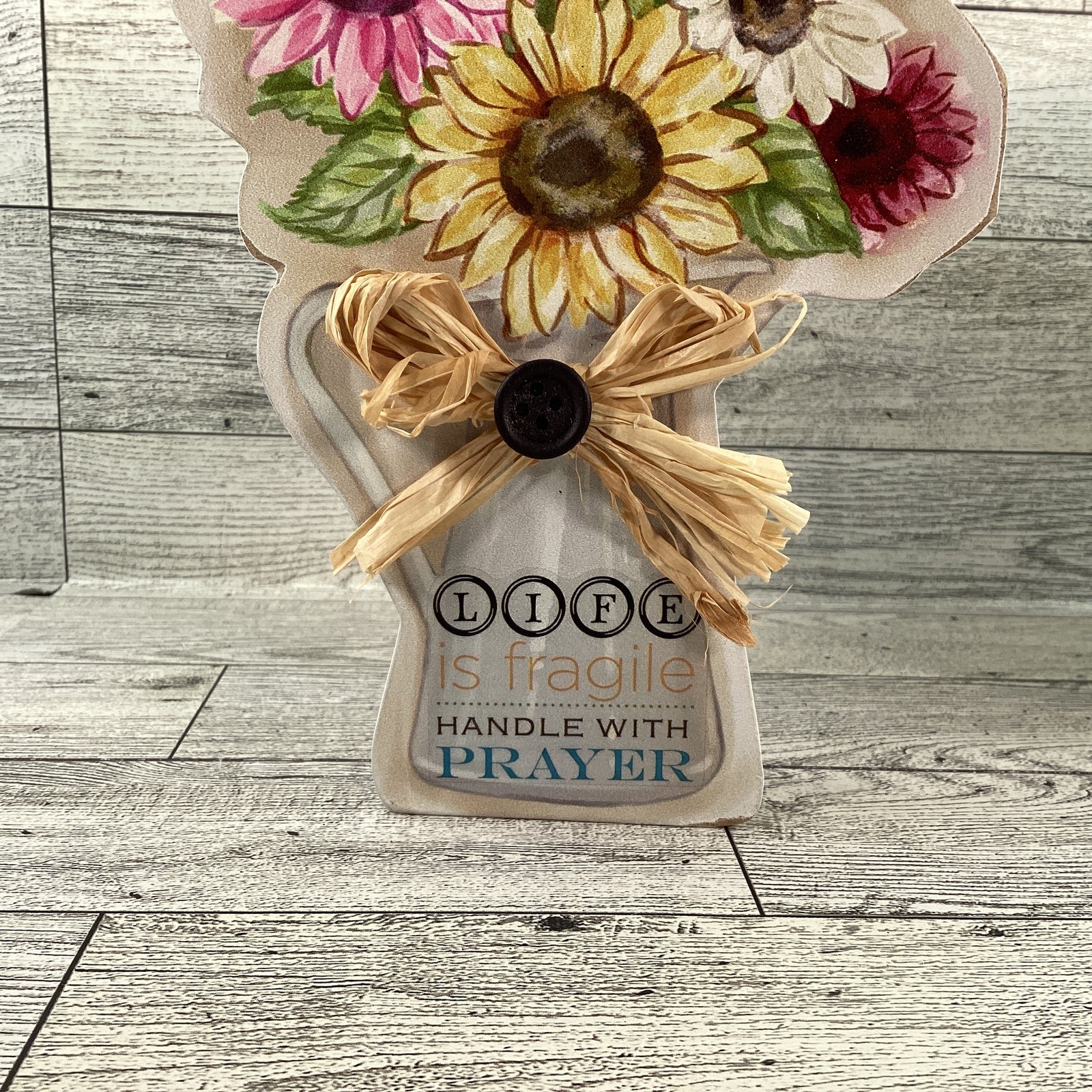 AGD Spring Decor - Hope Prayer Chunky Sunflowers Vases 2pc Set