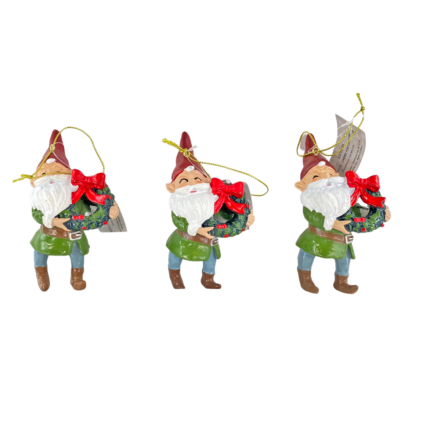 HL Christmas Decor - Miniature Resin Santa Elf Gnome Ornaments 3pc Set
