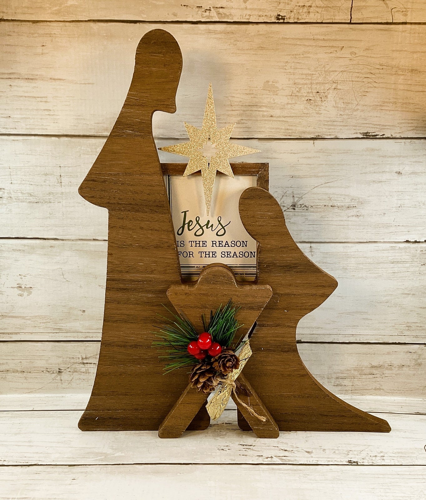 AGD Christmas Decor - Large Farmhouse Nativity Holy Family Manger Scene