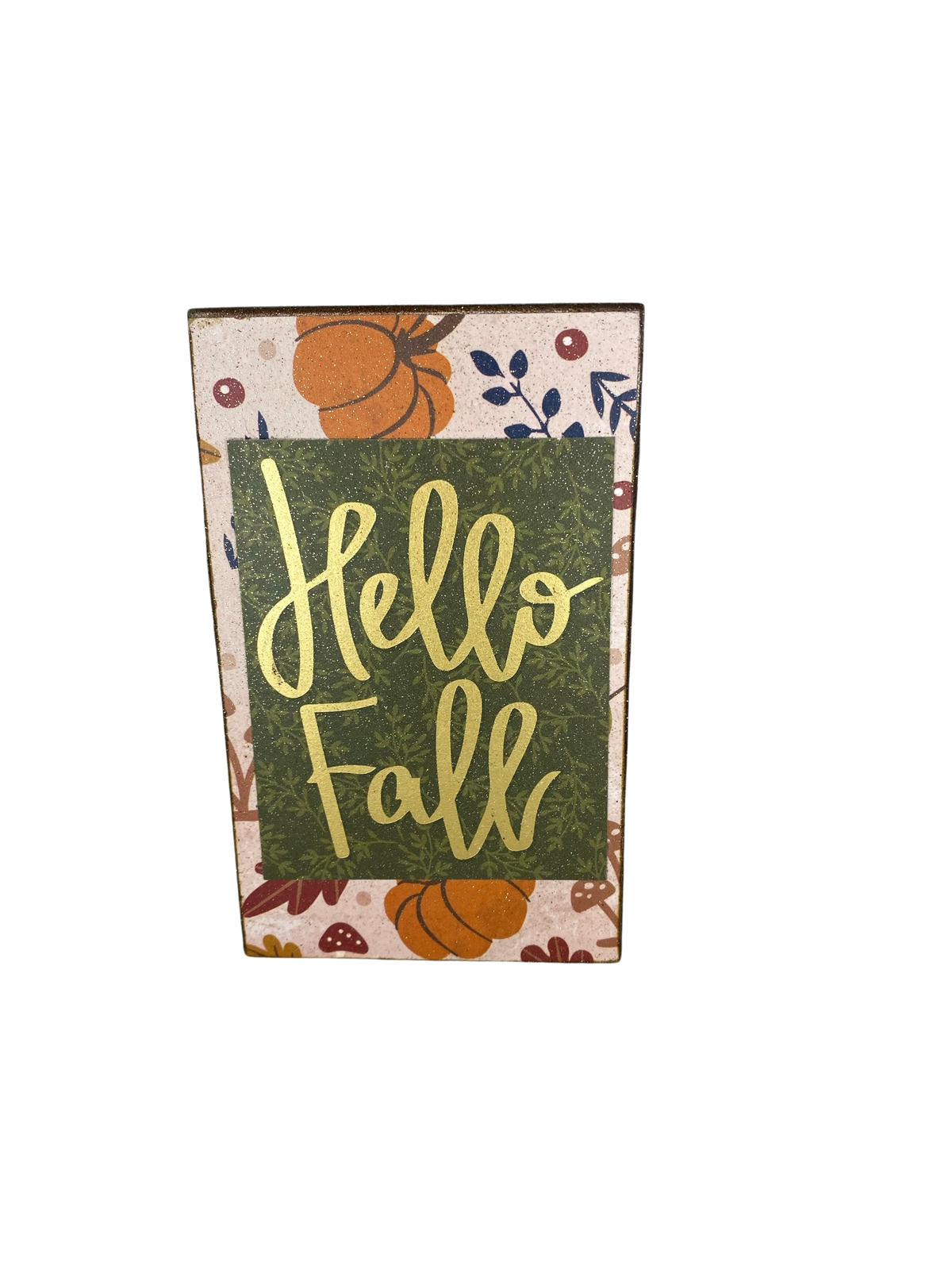 AGD Fall Decor - Hello Fall Cozy Autumn Reversible Wood Block Sign