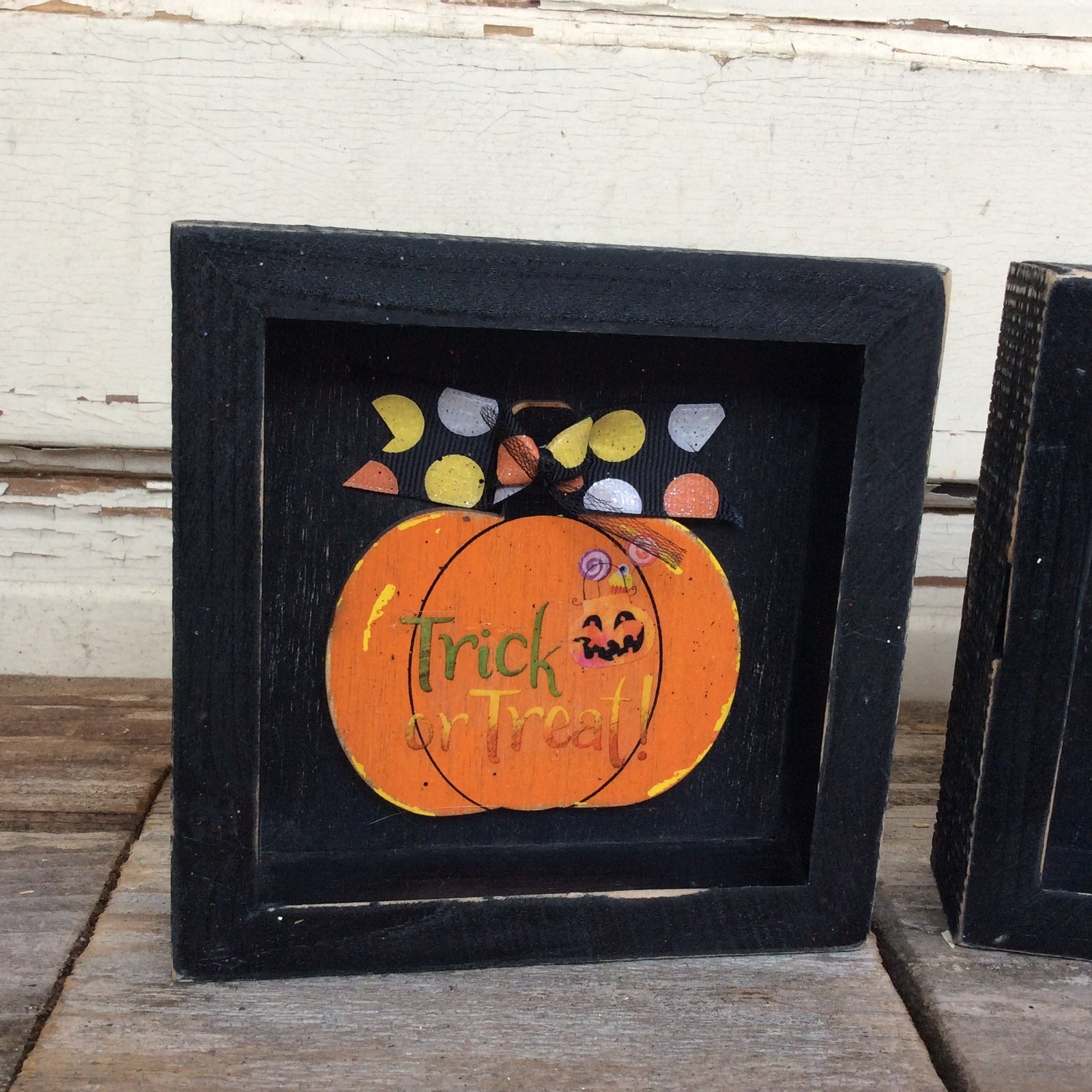 AGD Halloween Decor - Cute Witch Kitty Cat Box Signs 2pc.