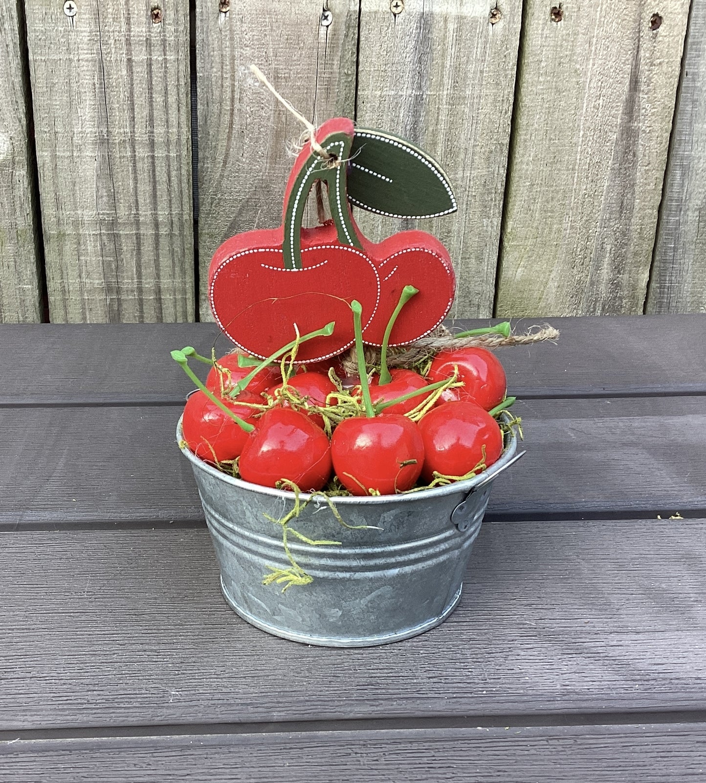 AGD Summer Decor - Cherry Theme Galvanized Tub Display