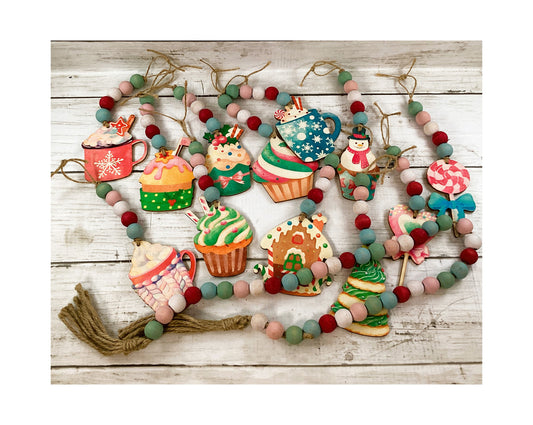 AGD Christmas Decor - Retro Pink Reindeer Tree Garland 3pc