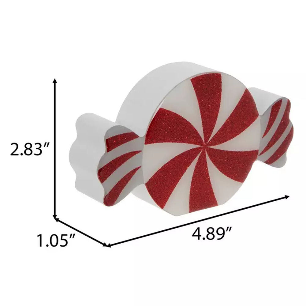 HL Christmas Decor - Peppermint Candy Chunky Wood Tier Tray Decor