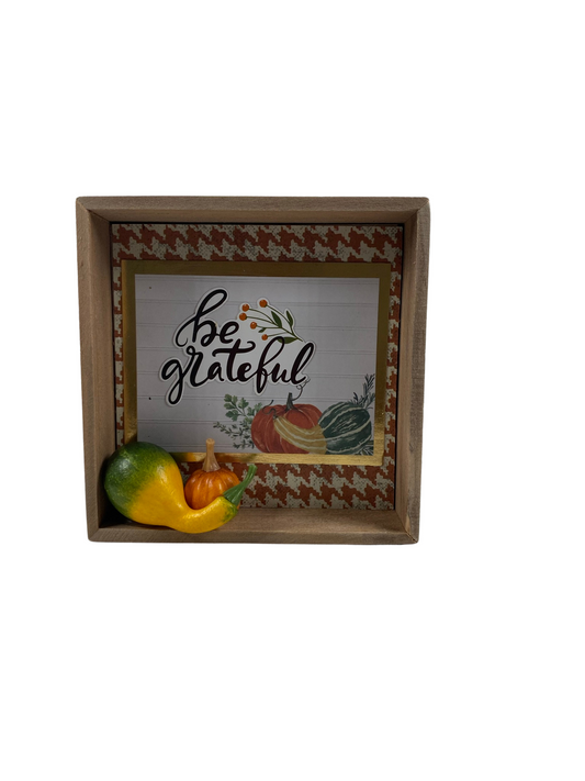 AGD Fall Decor - Be Grateful Gobble til Wobble 3-D Wood Inset Box Sign