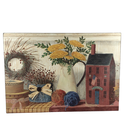 AGD Patriotic Decor - Prim Americana Welcome Pipberry Art Box Sign