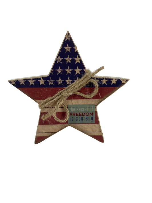 AGD Patriotic Decor - Freedom Courage Chunky Star Tiered Tray Sign