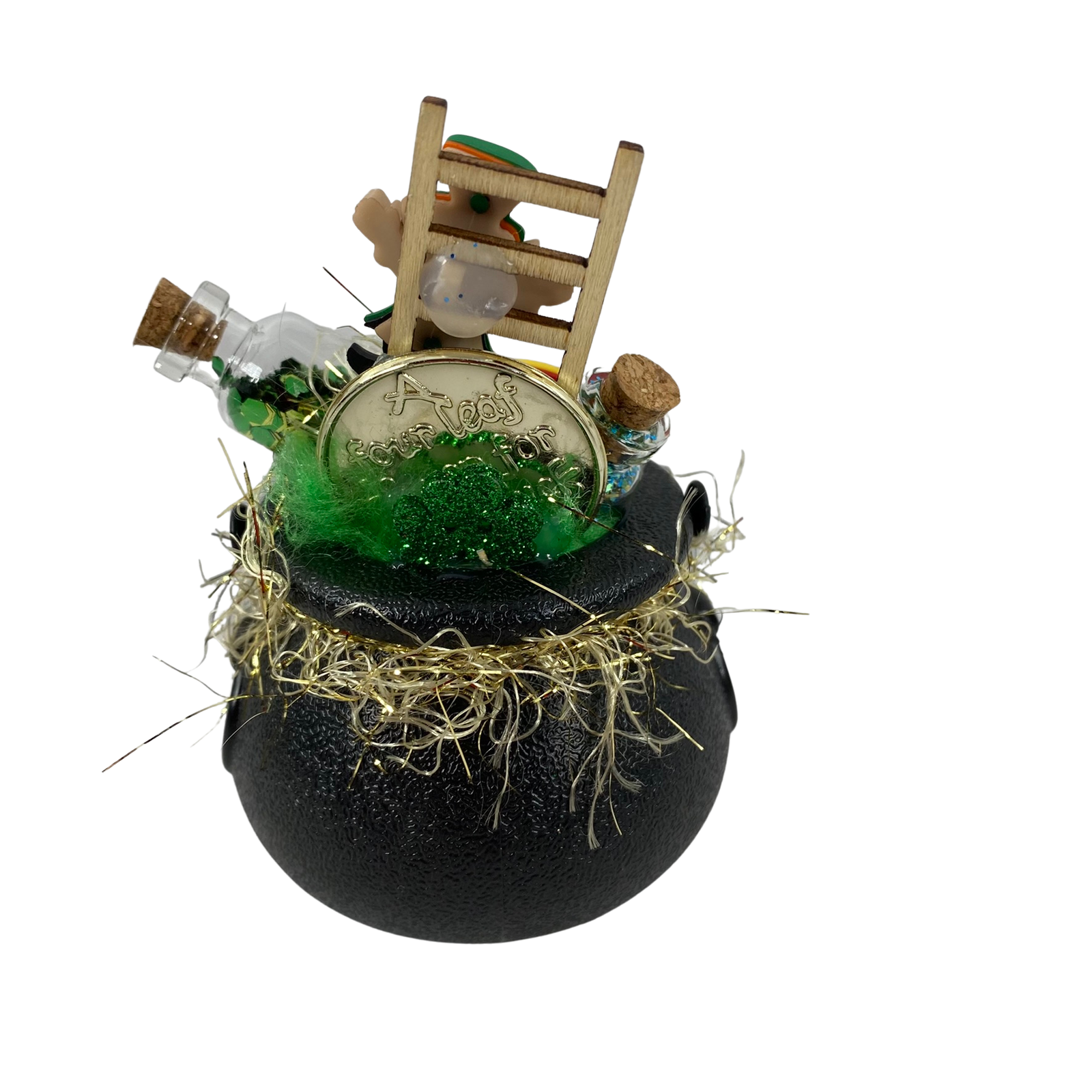 AGD St Patrick's Decor - Miniature Leprechaun Dust Black Pot Of Gold Display