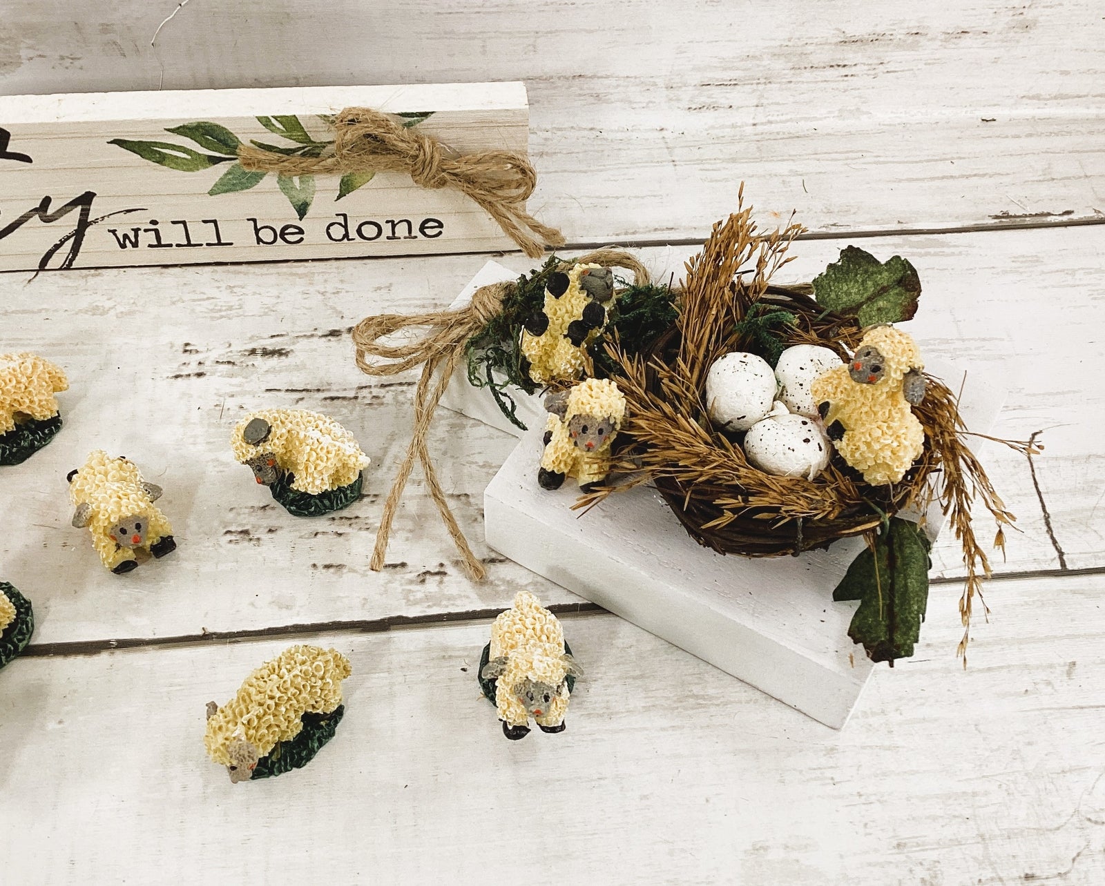 AGD Easter Decor - Thy Will Be Done Nest Lamb Egg Display
