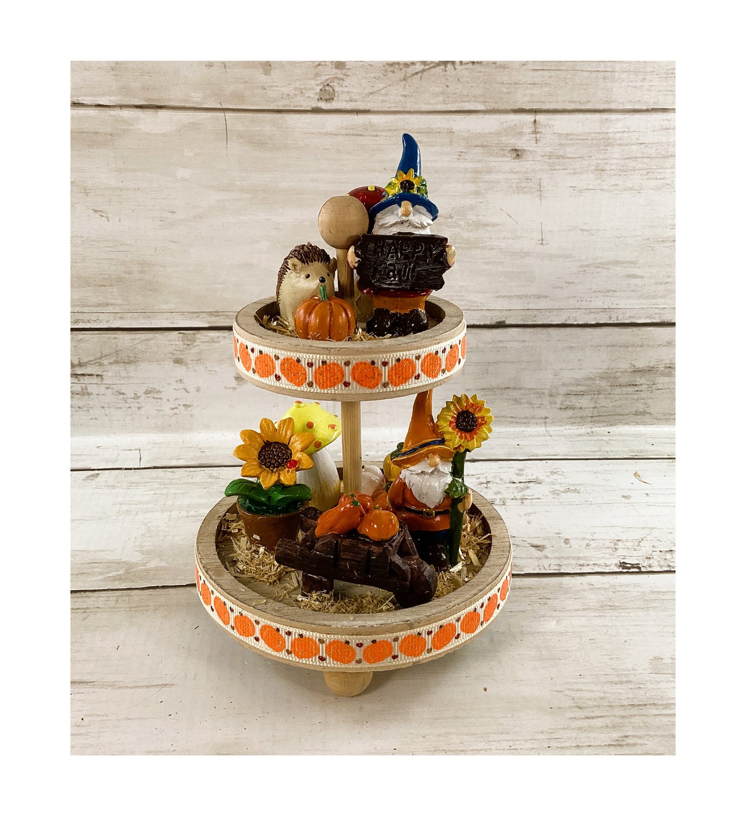 AGD Fall Decor - Autumn Harvest Small Miniature Fairy Tier Tray