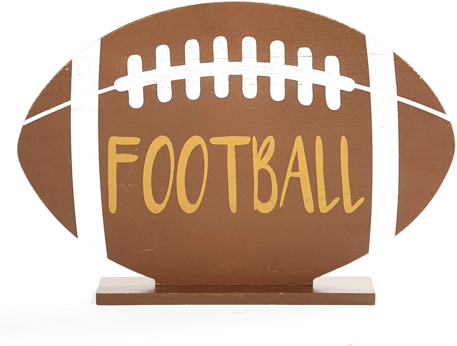 LC Fall Decor - Wood Tabletop Brown Football 12inch