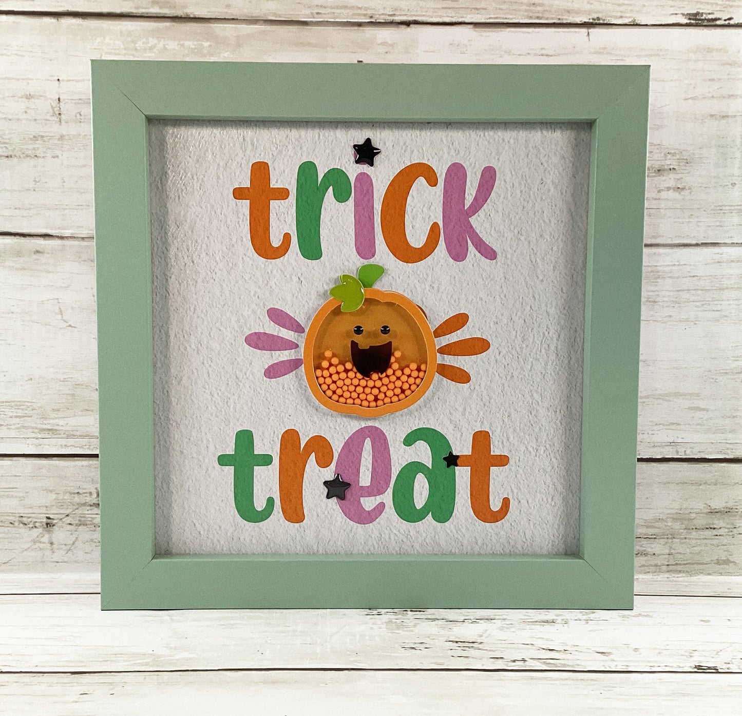 Halloween Decor Pastel Cat Ghost Trick Treat Shaker Signs 3pc Set