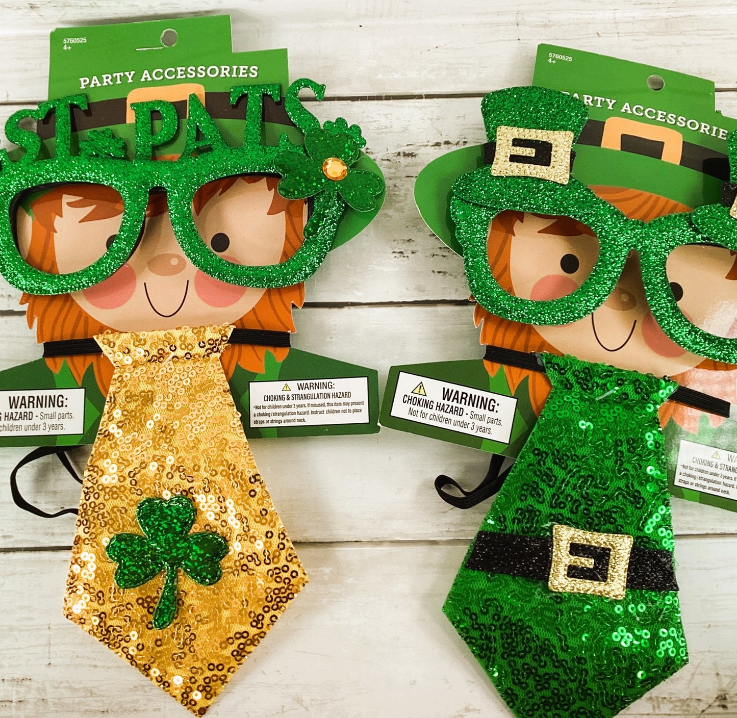 HL Craft Supply - St Patrick Irish Costume Glasses Neck Tie 2 Sets