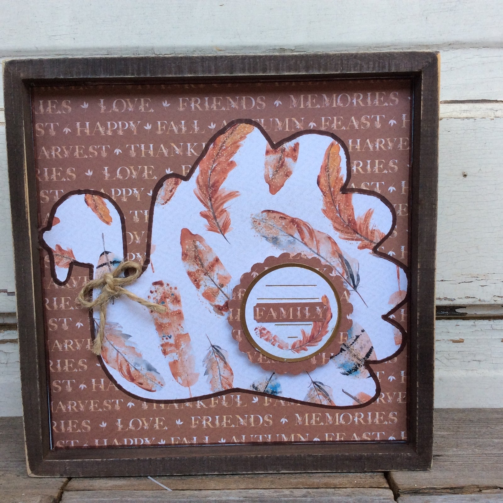 AGD Fall Decor -  Prim Family Feather Turkey Inset Sign