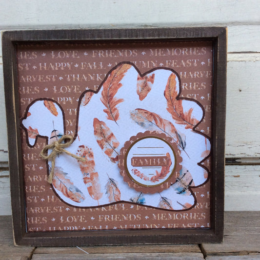 AGD Fall Decor -  Prim Family Feather Turkey Inset Sign