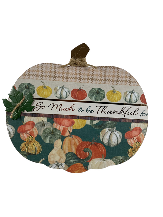 AGD Fall Decor - Much To Be Thankful For Easel-back Pumpkin