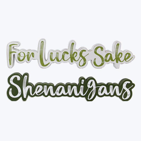 Youngs  St. Patricks Day Decor - Shenanigans Chunky Cut Out Words 2pc Set