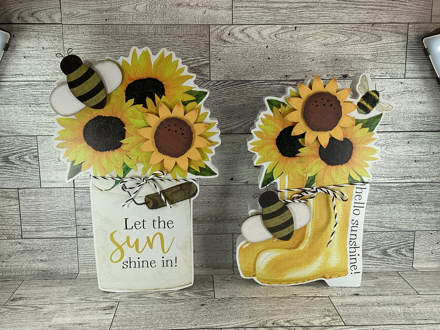 AGD Spring Decor - Rainboots Sunflower Pail Summer Theme Decor 2pc Set