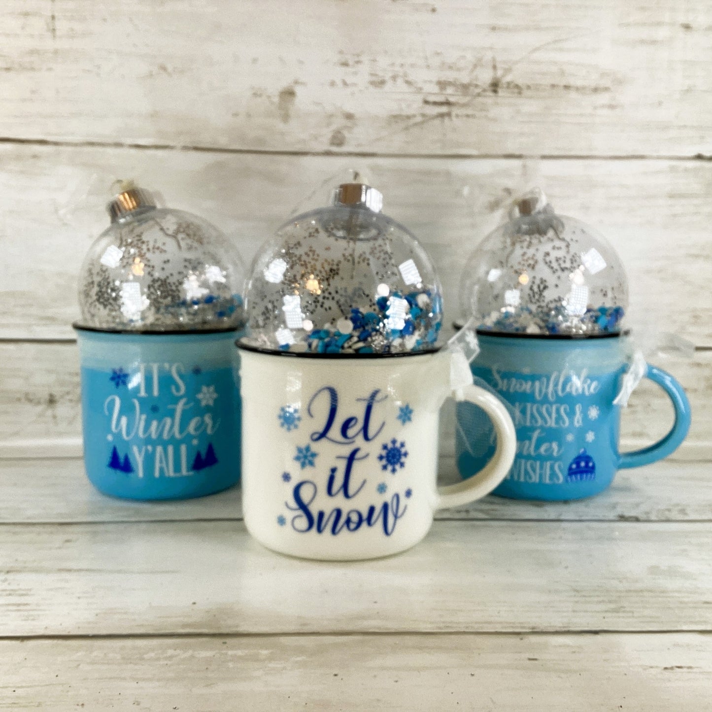 AGD Christmas Decor - Winter Snow Theme Espresso Cup Shaker 3pc Set