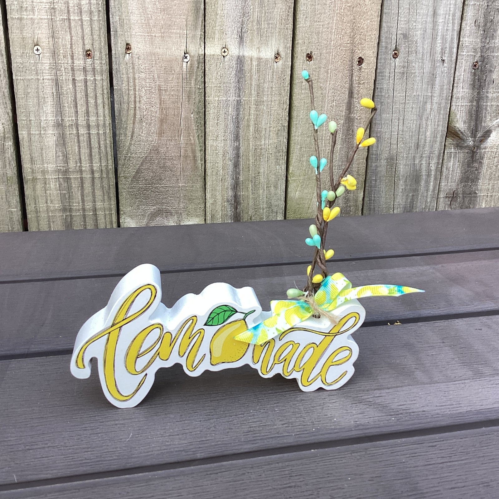 AGD Summer Decor - Lemon Lemonade Theme Floral Galvanized Crate Display
