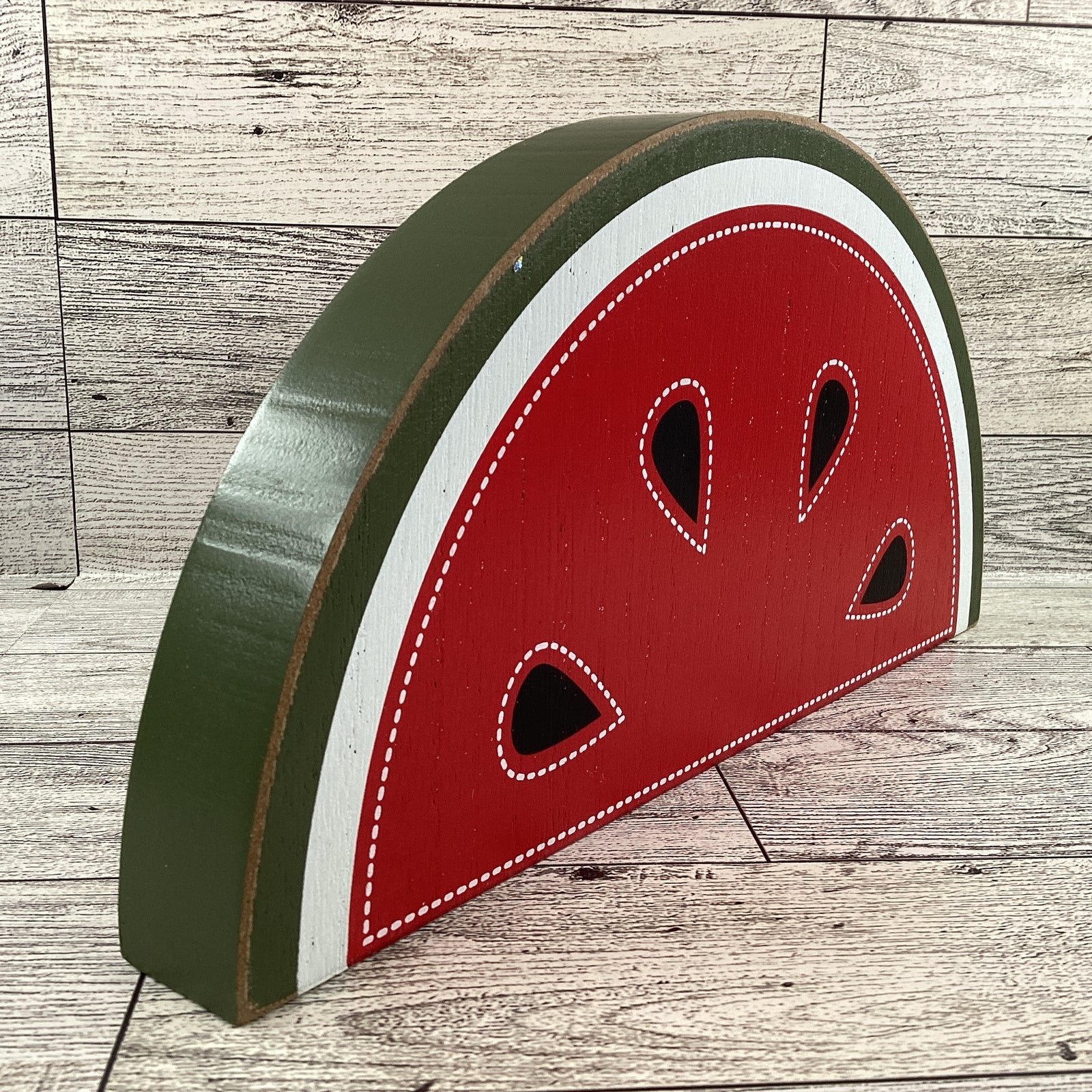 Summer Decor - One In A Melon Chunky Wood Watermelon Sitter