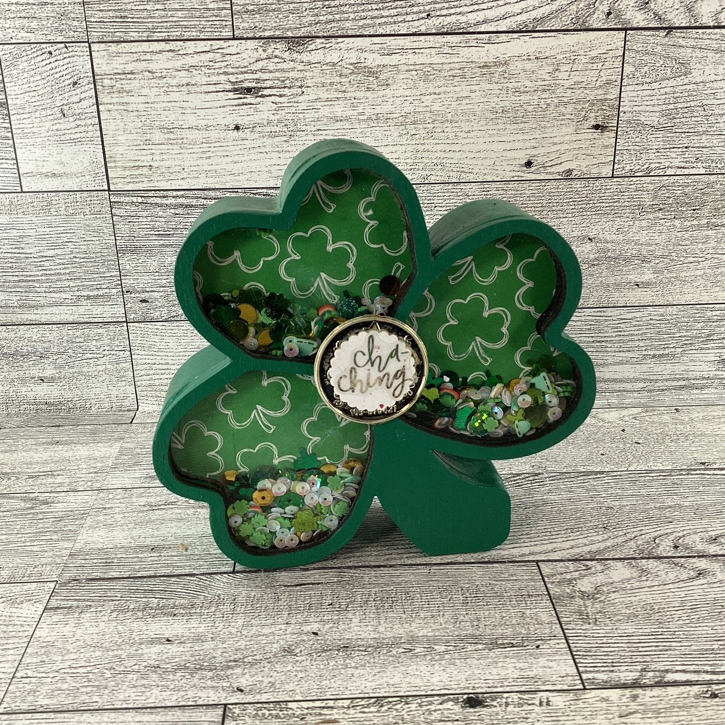 AGD Saint Patrick Decor - Irish Shamrock Chunky Wood Shaker Sitter