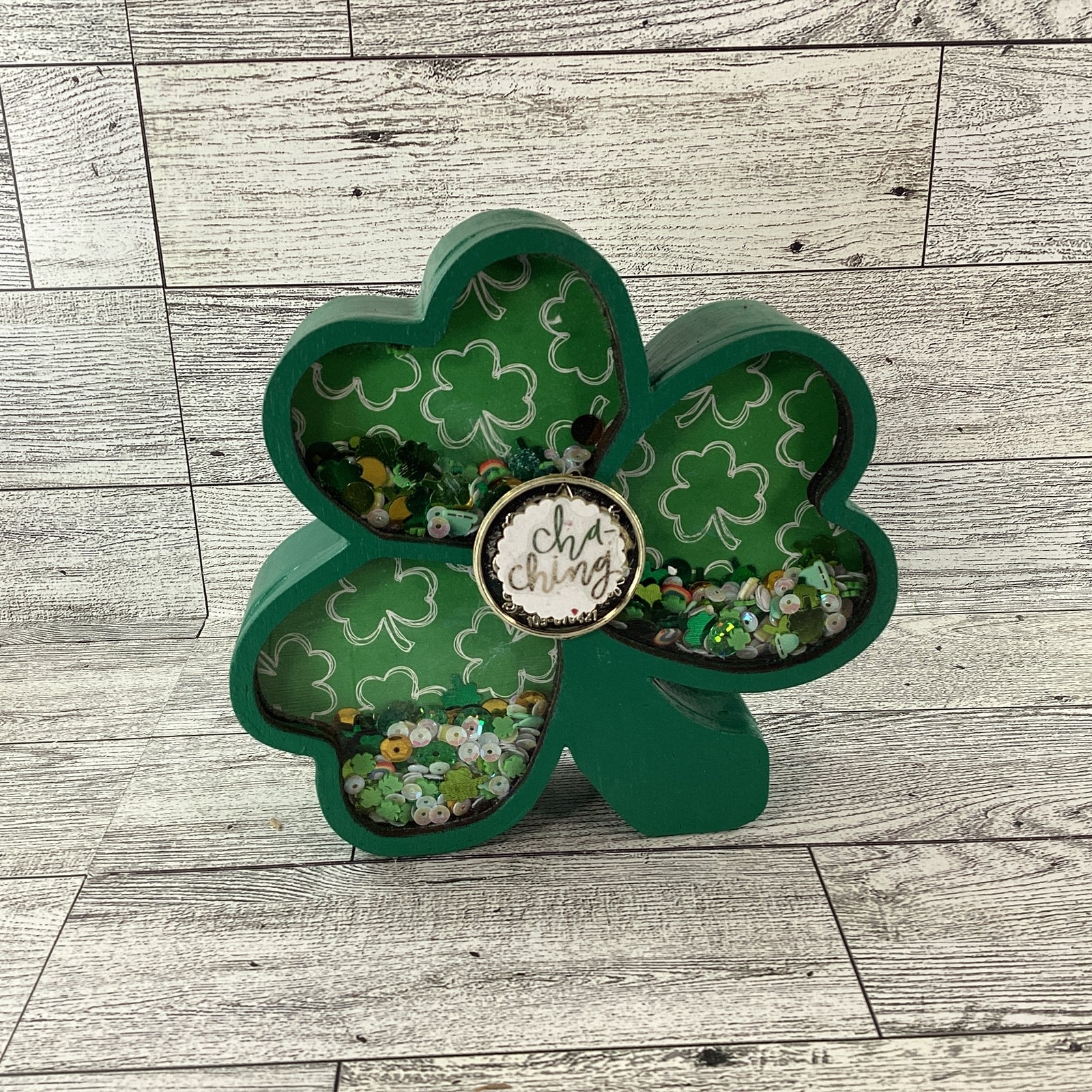 AGD Saint Patrick Decor - Irish Shamrock Chunky Wood Shaker Sitter
