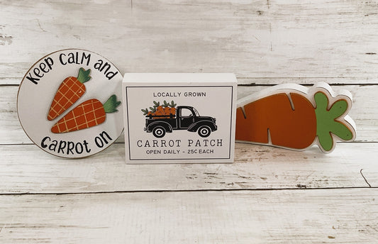 HL CWI Spring Decor - Keep Calm Carrot Patch Black Truck 3pc Set