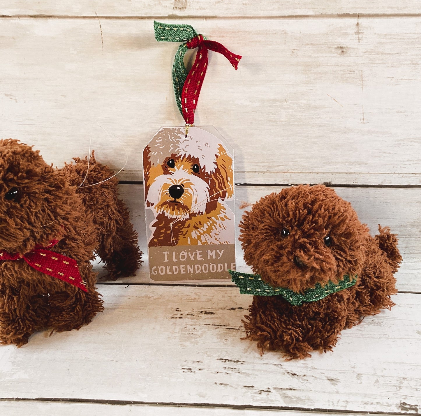 Christmas Decor - Golden Doodle Brown Dog Ornaments