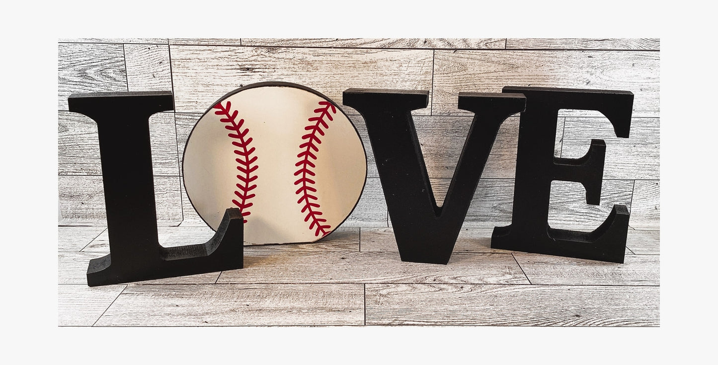 AGD Sports Gift Decor -  Wood Baseball Love L O V E Word Tabletop Display