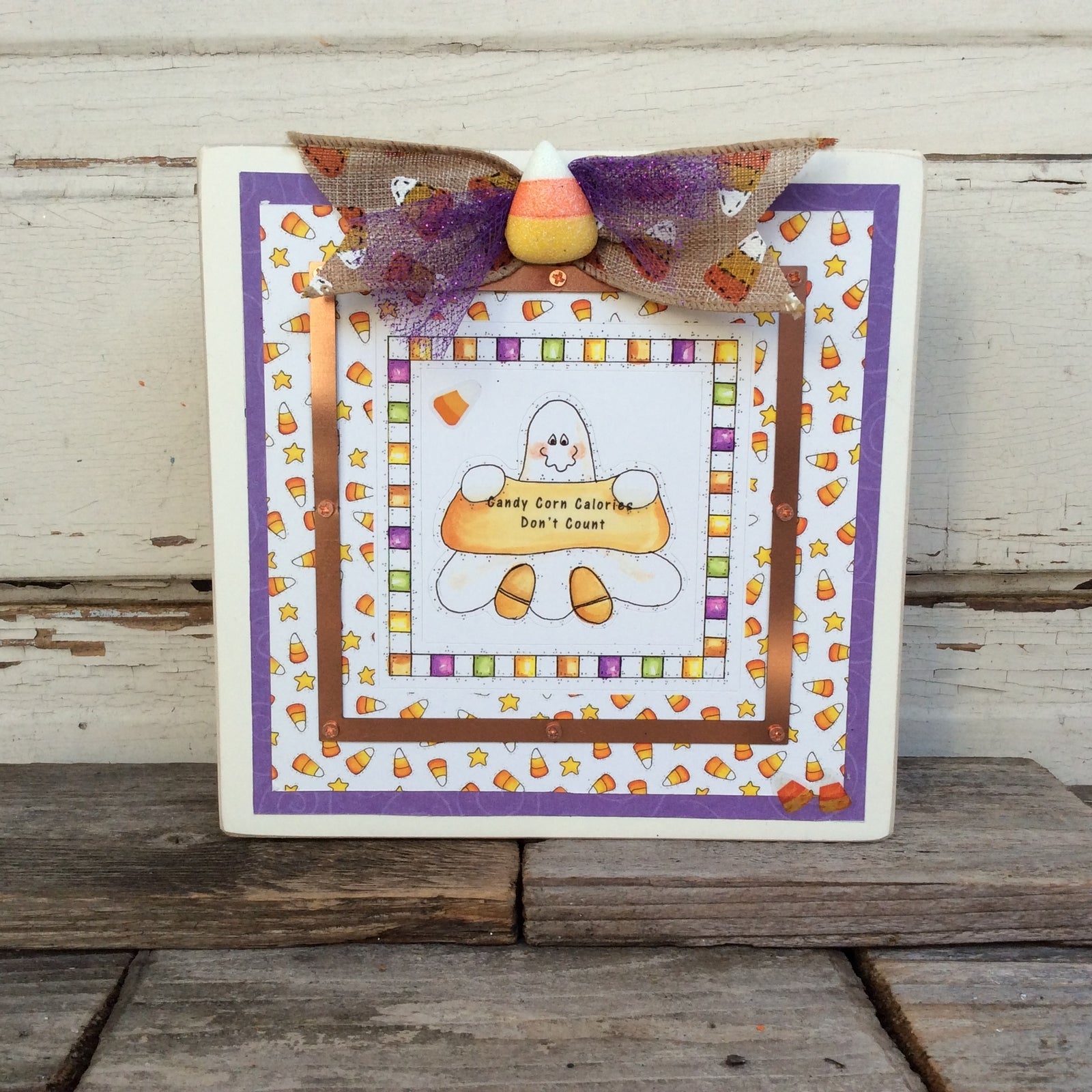 AGD Halloween Decor - Candy Corn Calories Ghost Box Sign