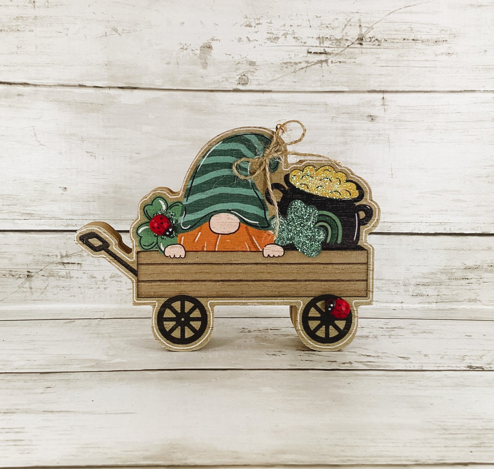 AGD St Patrick's Decor - Blessed & Lucky Gnome Chunky Wagon Sign 2pc Set