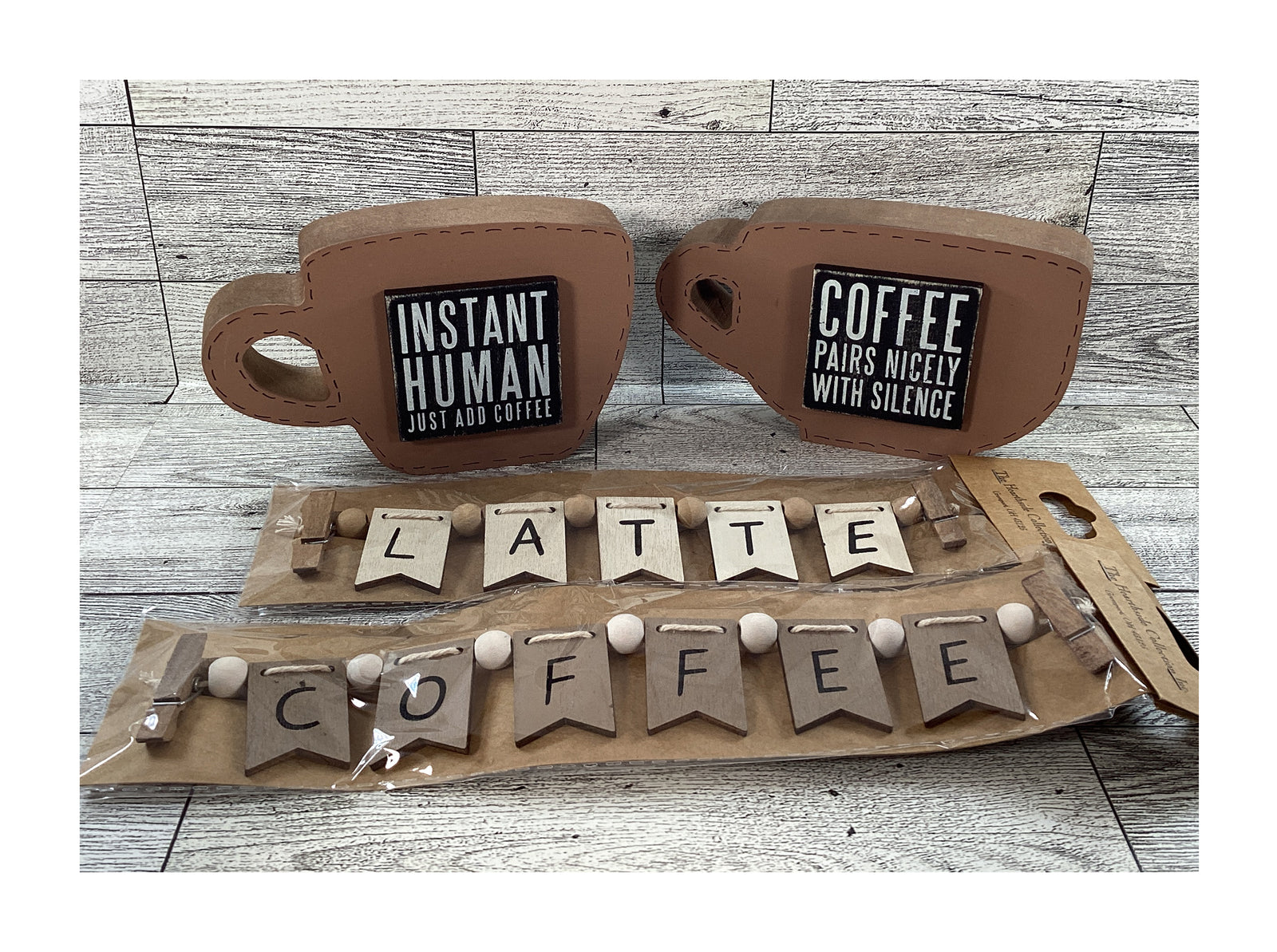 AGD  Home Decor - Coffee Latte Bar Sayings Tier Tray Bundle 7pc Set