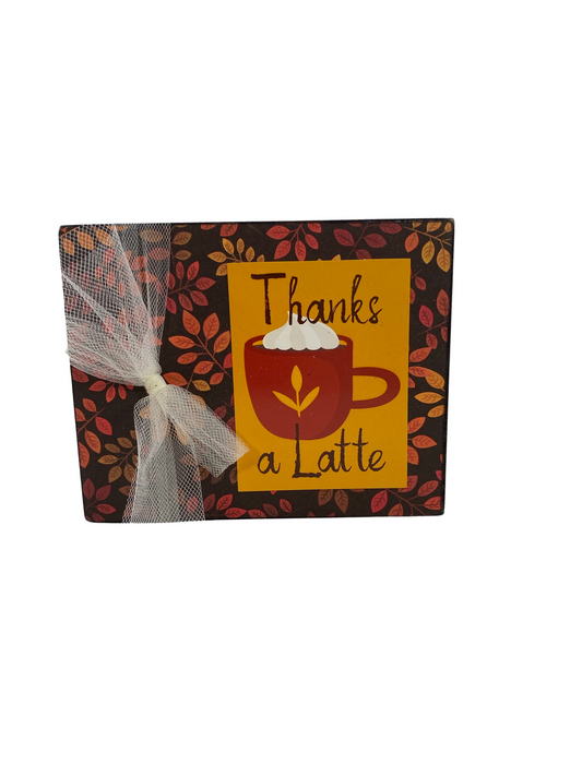 AGD Fall Decor - Pumpkin Spice Thanks A Latte Reversible Box Sign
