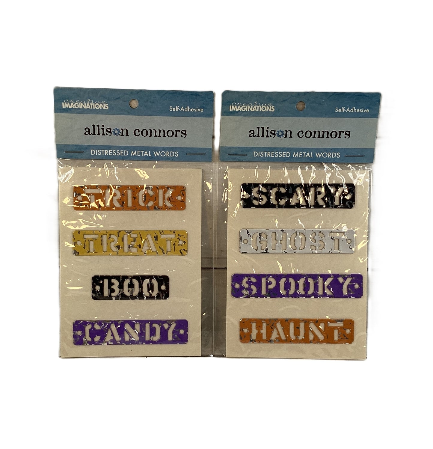 Halloween Craft Sticker - Allison Connors Distressed Metal Words Set A