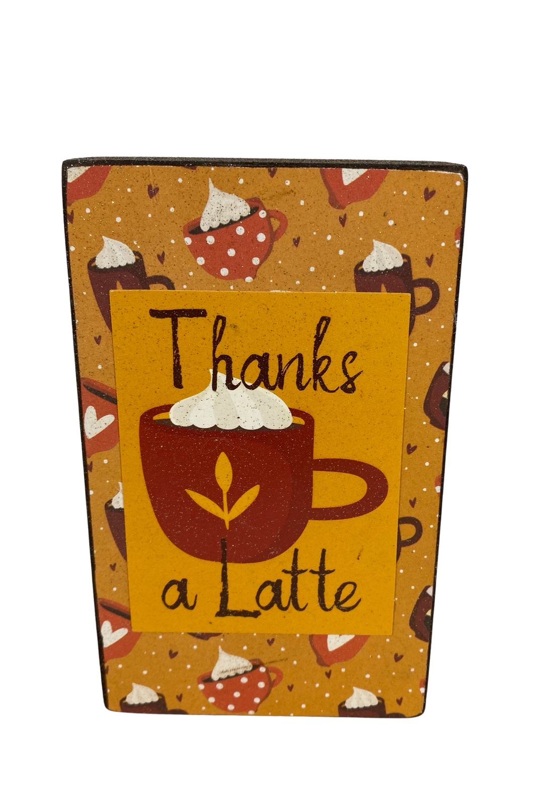 AGD Fall Decor - Thanks A Latte Blessed Reversible Wood Block Sign