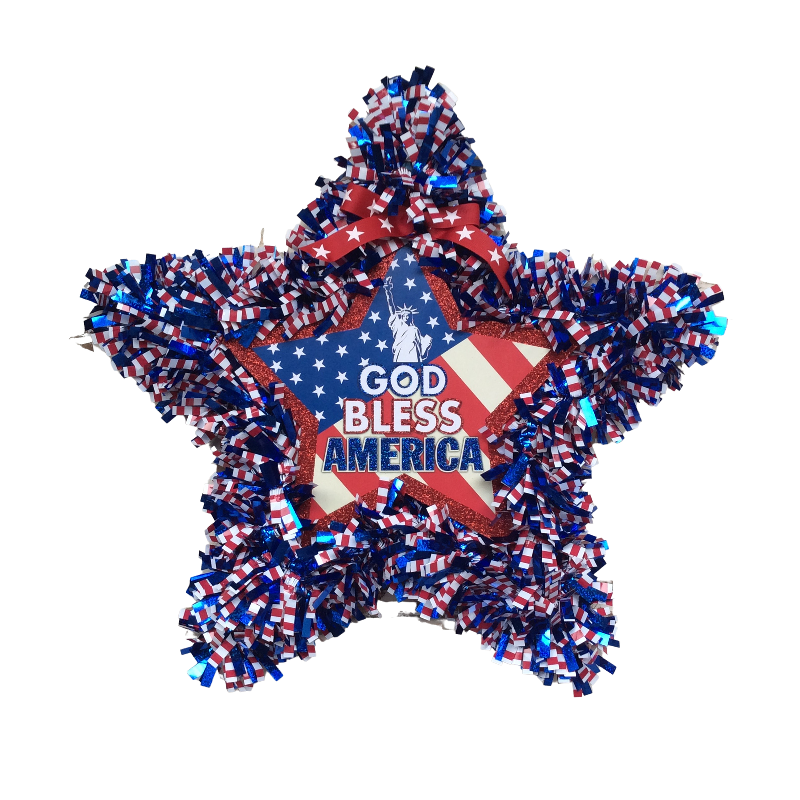AGD Patriotic Decor - God Bless America TInsel Star Wreath