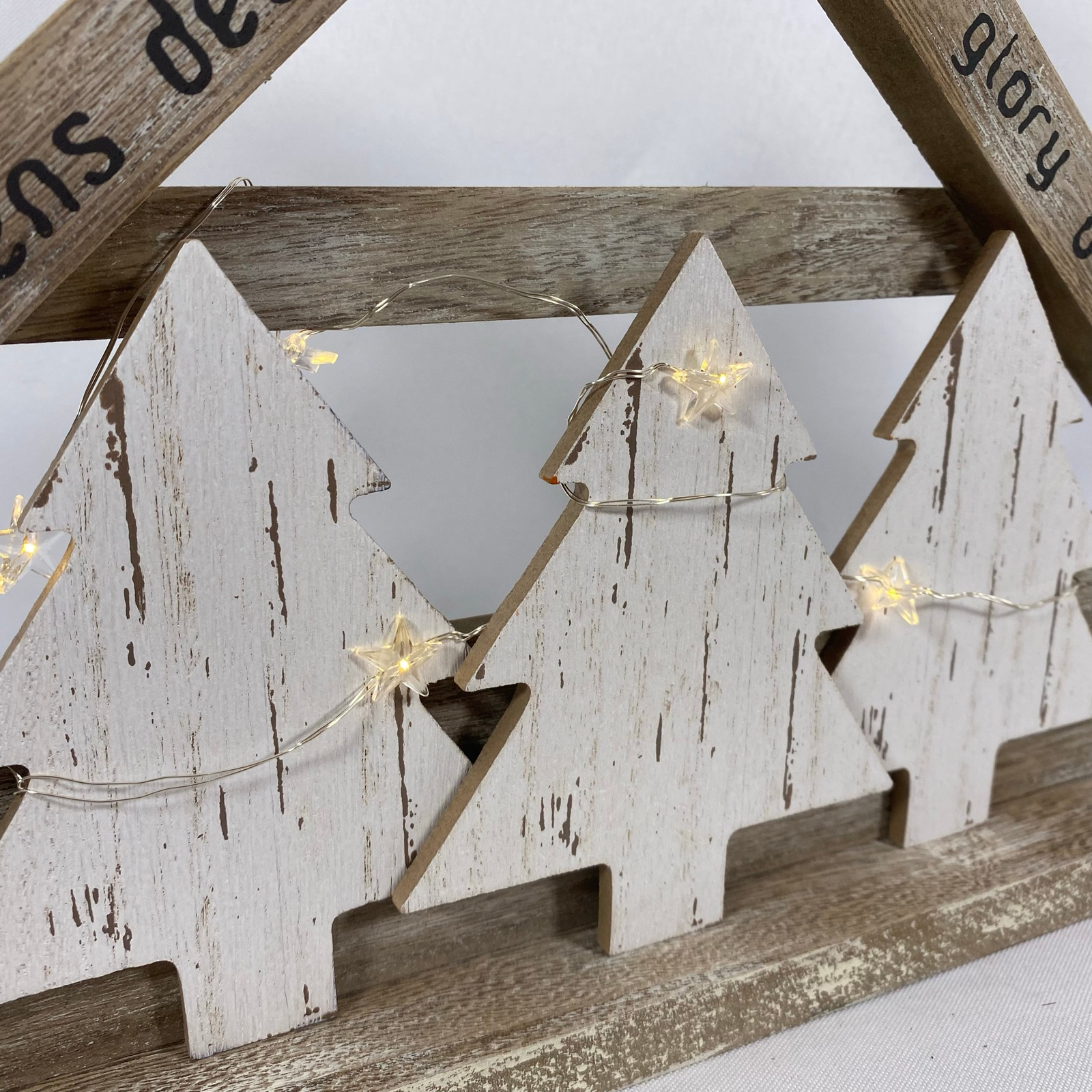 AGD Christmas Decor - Resin Children Nativity Lighted  Stable Wood Manger Set