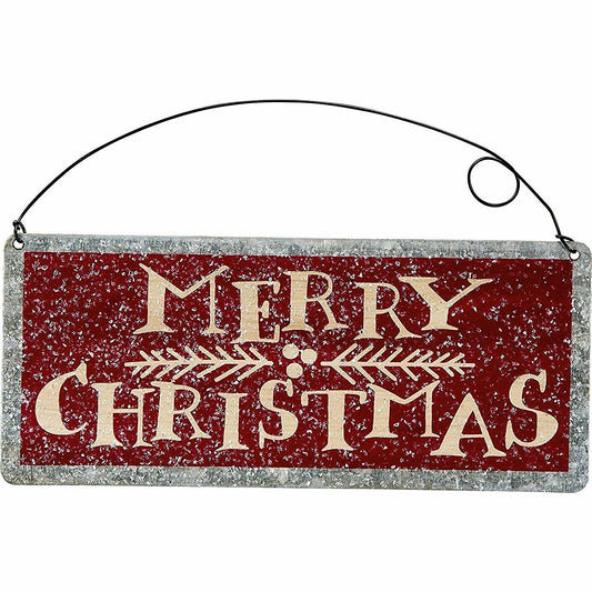 PBK Christmas Decor - Merry Christmas RED TileTin Ornament